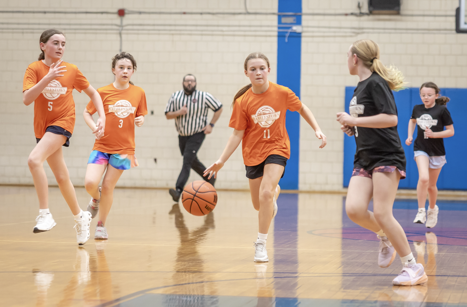 Girls playing basketball